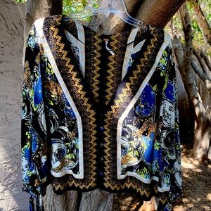 FREE PEOPLE stunning print top! 3/4 length sleeve